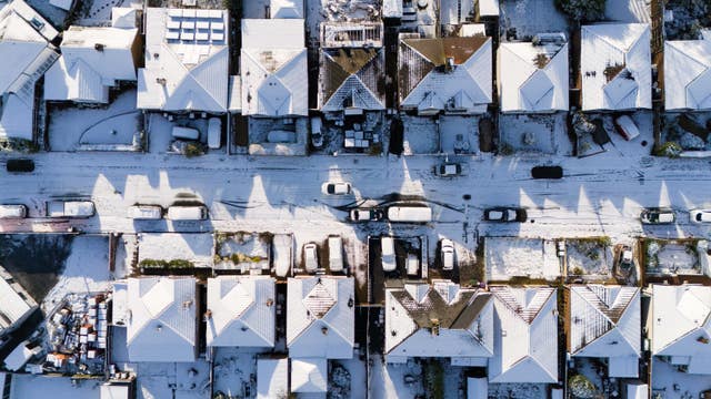 Houses covered with snow