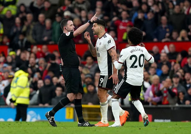Aleksandar Mitrovic was sent off after he pushed referee Chris Kavanagh in an FA Cup tie last season 