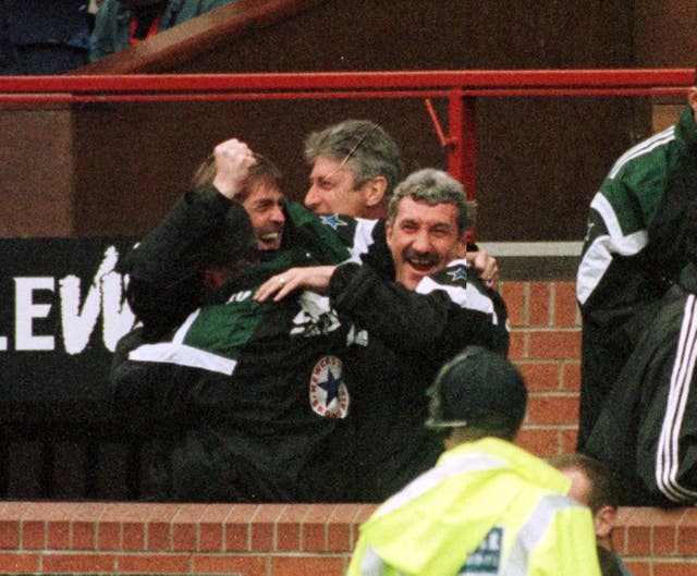 Kenny Dalglish celebrates a Newcastle win