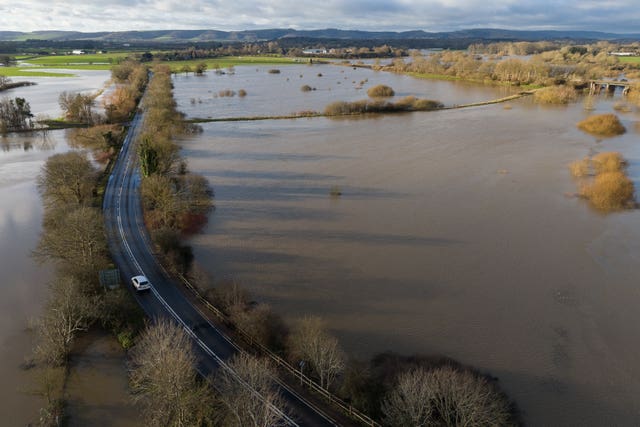 A view of flooding around Pulborough in West Sussex