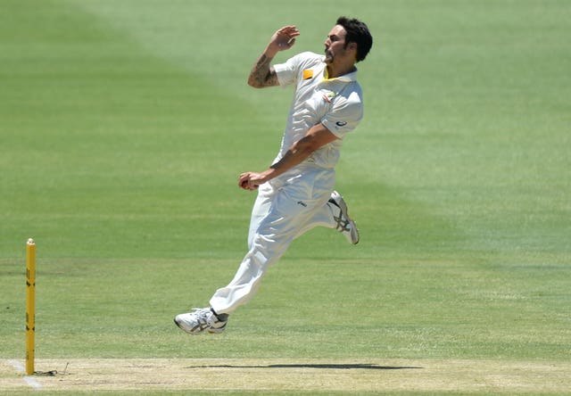 Australia’s Mitchell Johnson bowls during day three of the Third Test at the WACA ground, Perth, Australia.