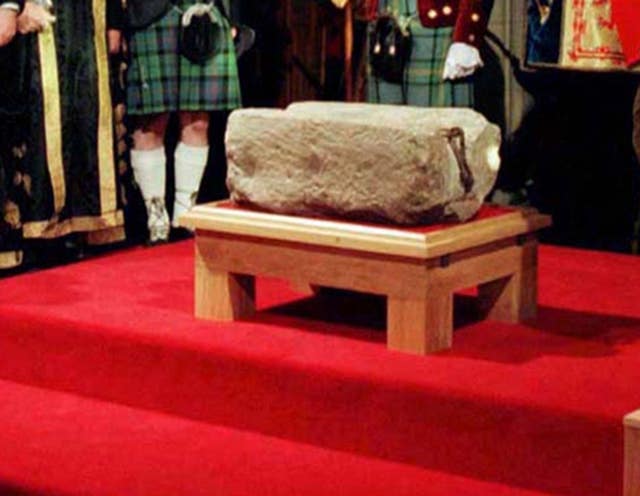 The Stone of Destiny in the Great Hall in Edinburgh Castle