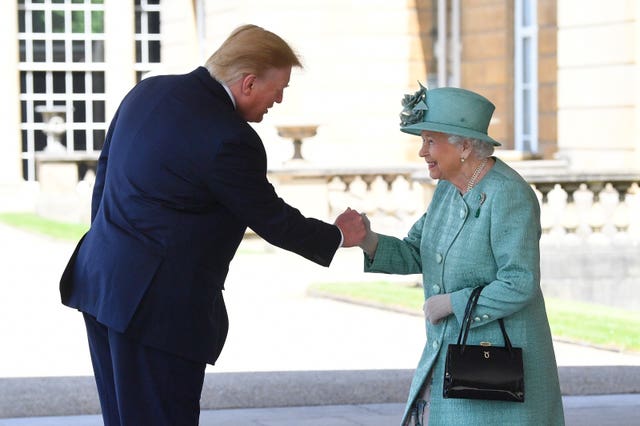 Queen Elizabeth II greets Donald Trump at Buckingham Palace