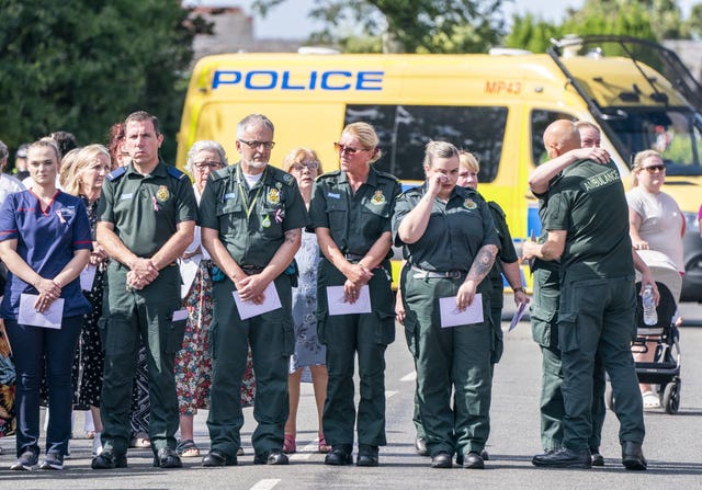 Paramedics outside St Patrick’s Church 