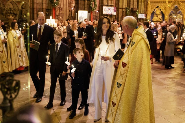 The Waleses and their children at the annual carol concert last year 