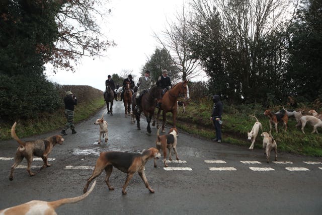 Hunt saboteurs photograph a Boxing Day Hunt near Husthwaite, North Yorkshire 