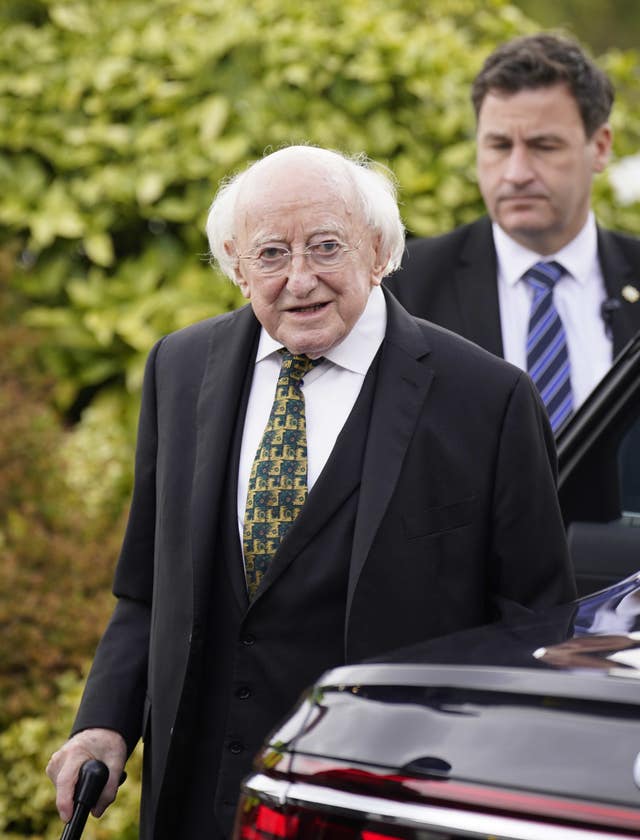 President of Ireland Michael D Higgins arrives for the funeral 