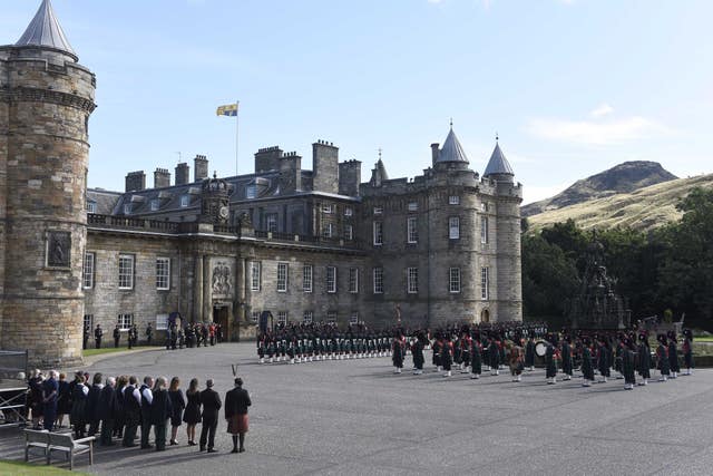 The Ceremony of the Keys taking place outside the Palace of Holyroodhouse