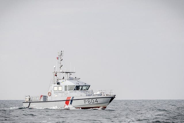 A French patrol boat as migrants were picked up by French authorities in the English Channel 