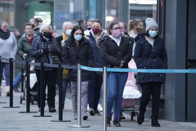 People queueing outside Primark in Northumberland Street, Newcastle 