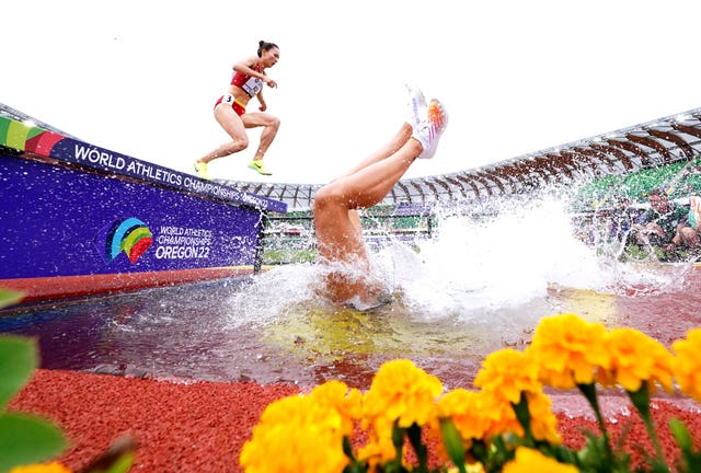 Germany's Lea Meyer makes a splash at the World Athletics Championships in Eugene, Oregon – but not in the way she had hoped. The runner plunged head first into the water pit after catching her leg while attempting to jump the hurdle during the 3000m steeplechase heats. The tumble yielded eye-catching images and left her to complete the race soaking wet. Her time of 9:30.81 was insufficient for a spot in the final but she recovered to claim European silver in Munich a month later