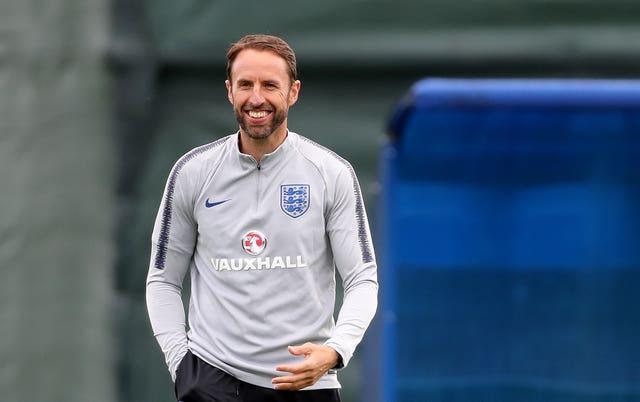 Southgate was all smiles at training, a day after dislocating his shoulder in a running accident