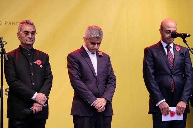 London mayor Sadiq Khan attended the event and led a minute’s silence for those who died in the First World War