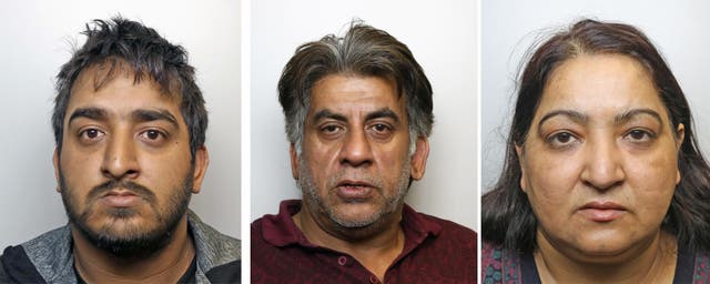 From left, Asgar Sheikh, 31, Khalid Sheikh, 55, and Shabnam Sheikh, 52
