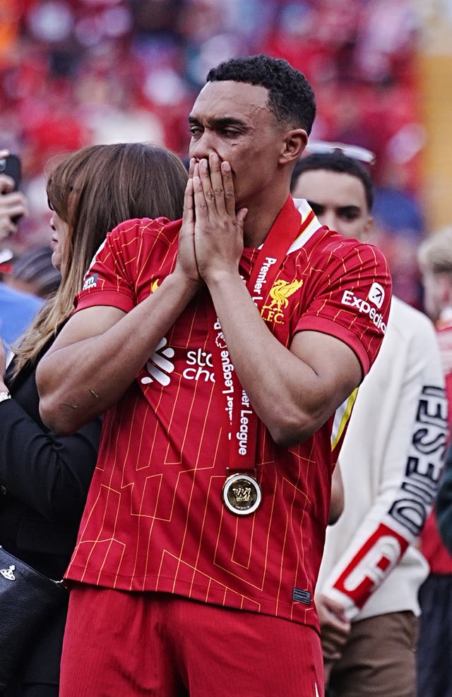 Trent Alexander-Arnold sheds tears after playing his final game for Liverpool