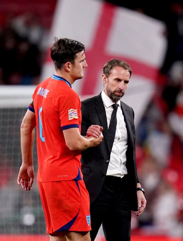Gareth Southgate embraces Harry Maguire