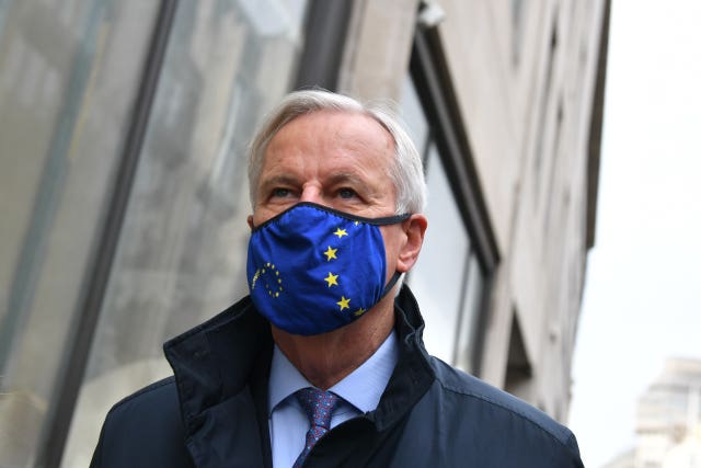 Michel Barnier arriving for talks in London