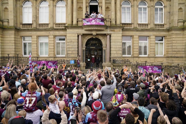 Burnley players and fans celebrate