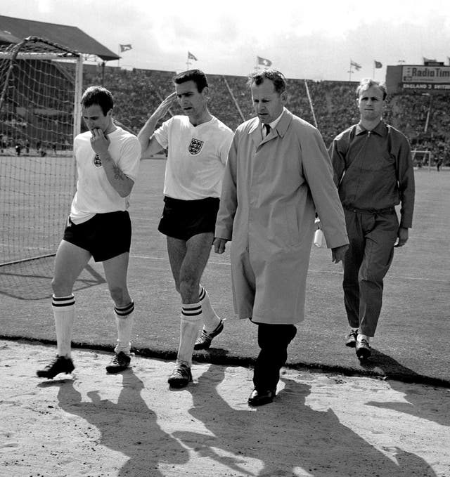 Defender Ray Wilson (left) would go on to win the World Cup, having been part of  Walter Winterbottom's side which faced Switzerland in a 1962 friendly at Wembley (PA Archive)