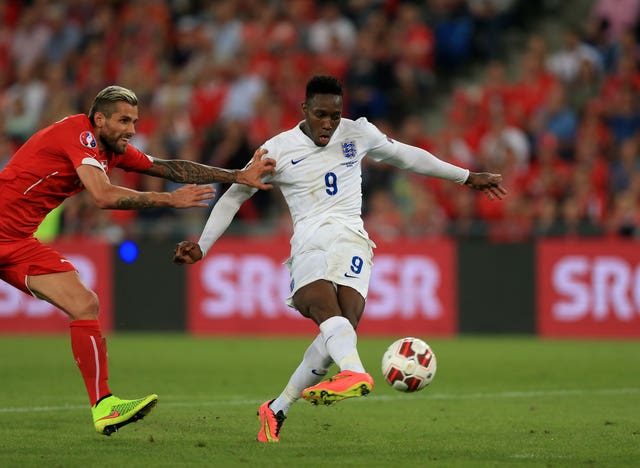 Danny Welbeck scores for England (PA)