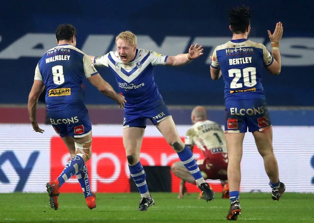 James Graham, centre, celebrates St Helens winning the Betfred Super League Grand Final in dramatic fashion