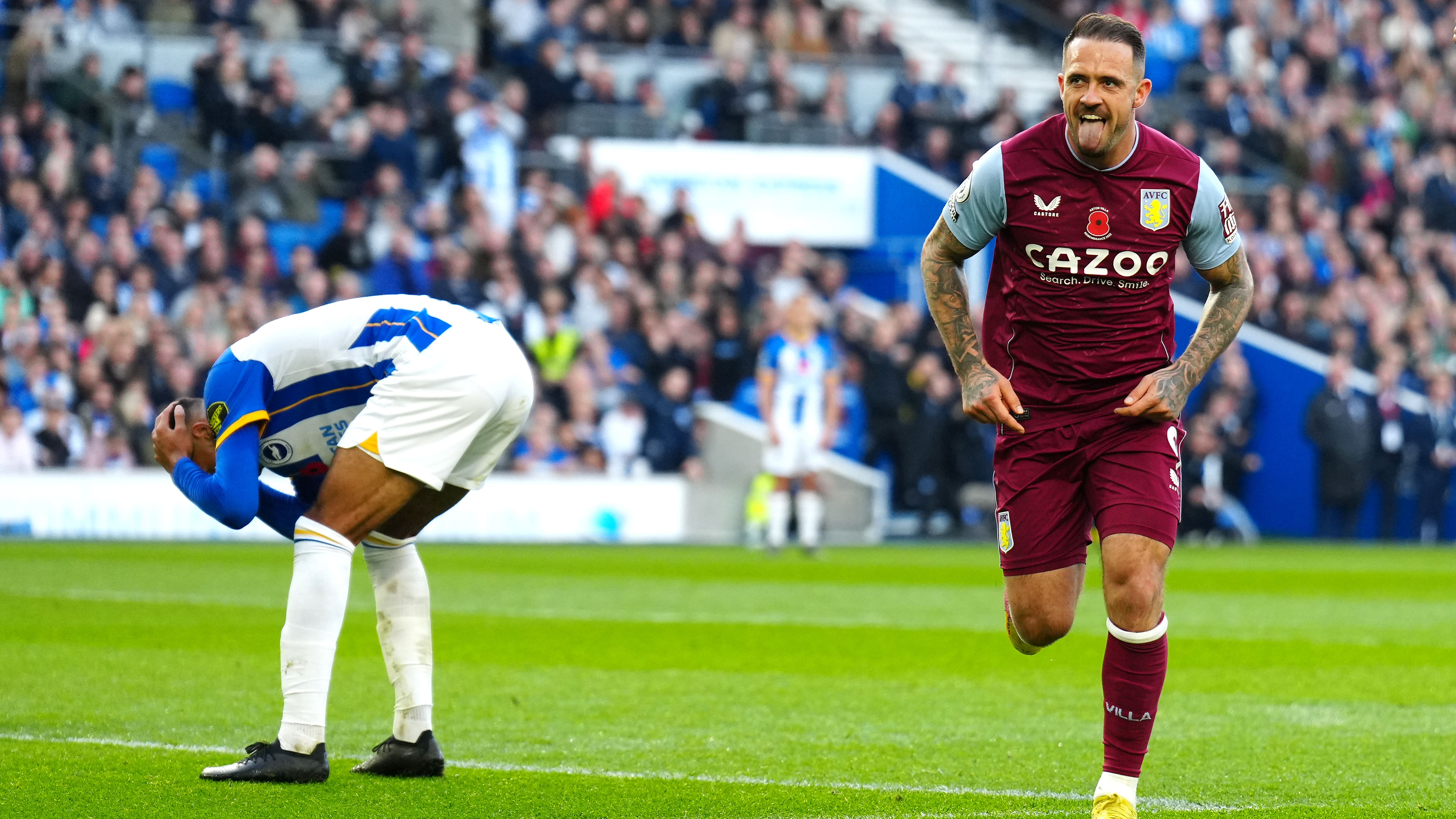 Danny Ings scored twice to earn Aston Villa a 2-1 win at Brighton (John Walton/PA)
