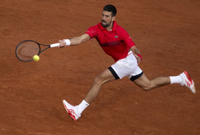 Novak Djokovic in action during his men’s singles semi-final against Jannik Sinner
