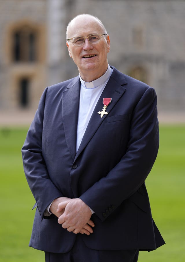 The Rt Rev Monsignor Peter O’Reilly was made an OBE at Windsor Castle