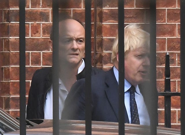 Prime Minister Boris Johnson (right) with his then aide Dominic Cummings (Victoria Jones/PA)