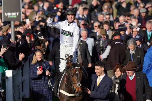 Constitution Hill and Nico de Boinville at the Cheltenham Festival 