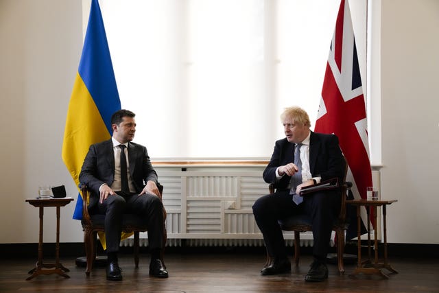 Volodymyr Zelenskyy and Boris Johnson