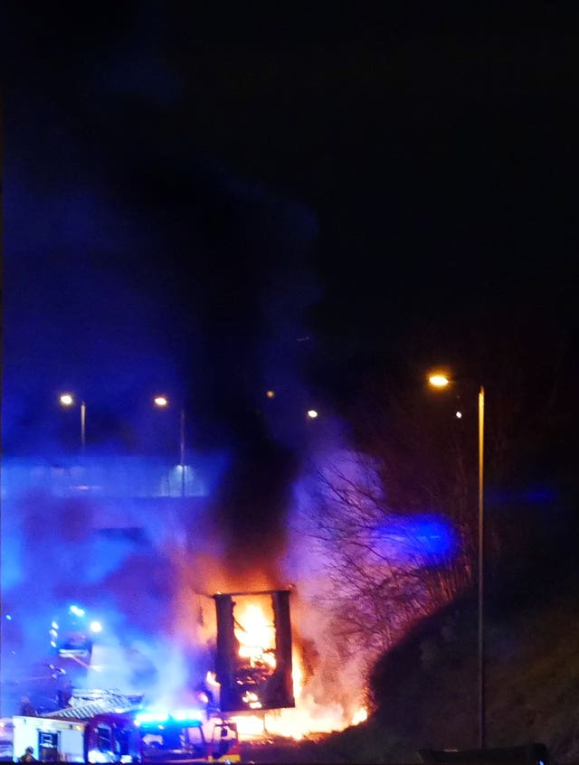 Lorry fire on M62 motorway