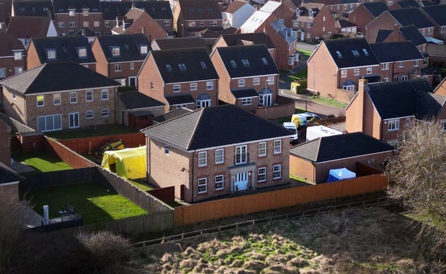 Police tents at the scene of an investigation in Ingleby Barwick, Teesside