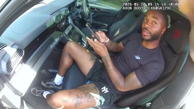 Bodyworn video footage showing Raheem Sterling being detained by police officers