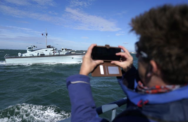 MTB 81, a Second World War Coastal Forces motor gun boat gives a demonstration in the Solent ahead of a press preview for The Night Hunters: The Royal Navy’s Coastal Forces at War exhibition at the Explosion Museum of Naval Firepower in Gosport, Hampshire