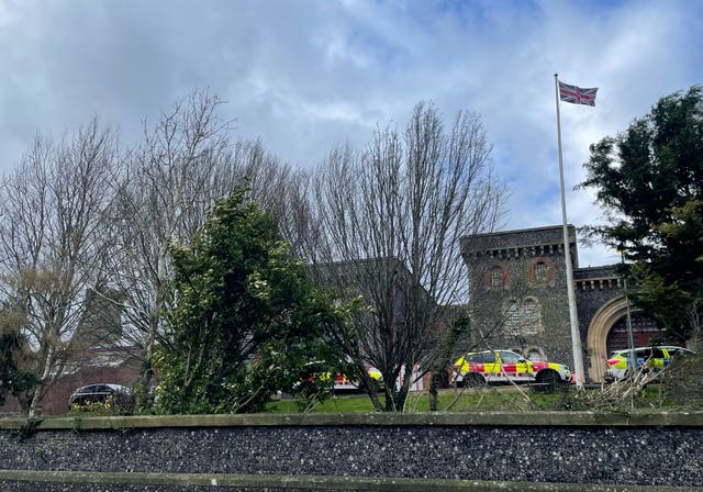Emergency personnel outside HMP Lewes