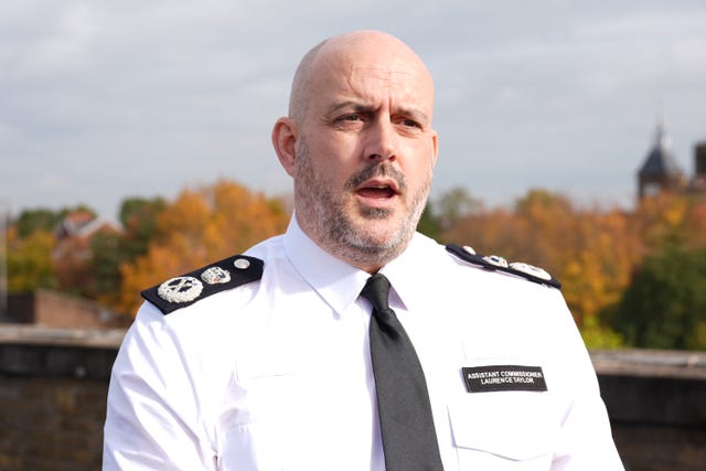 Head and shoulders photo of Laurence Taylor speaking, in police uniform