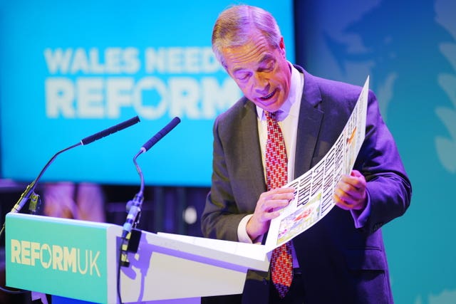  Nigel Farage during a press conference in Port Talbot 