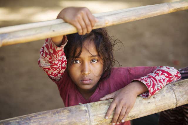 Nine-year-old Shahida in the reception centre for Rohingya refugees near Sabrang khai harbour (Simon Murphy/SCIAF) 