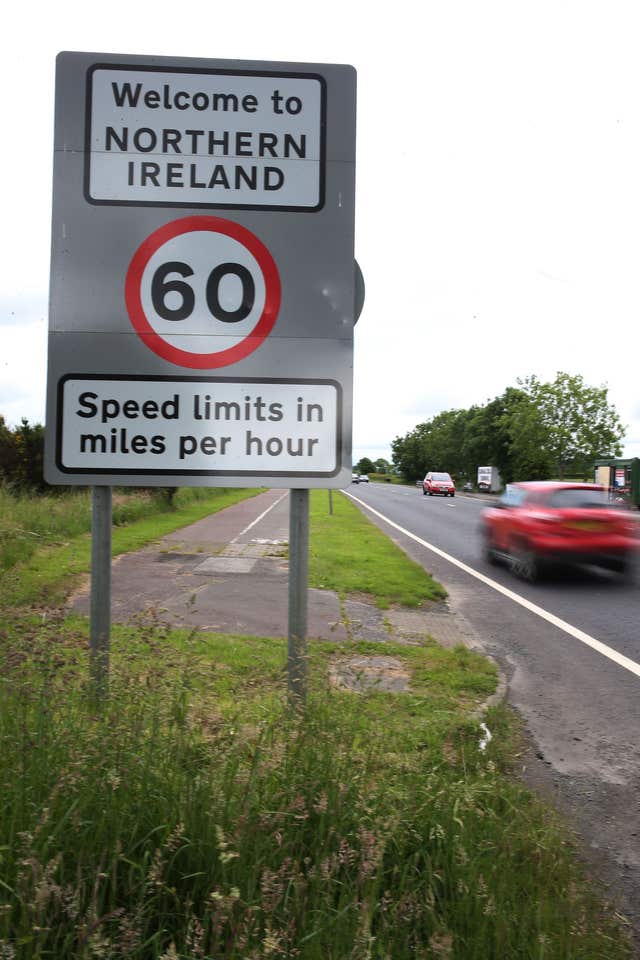 Traffic crossing the border between the Republic of Ireland and Northern Ireland