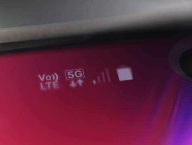 A Samsung Galaxy S10 5G enabled phone, in London.