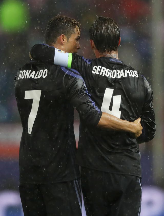 Ramos (right) faces his Real team-mate Cristiano Ronaldo