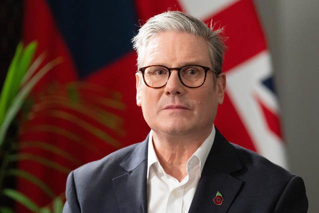 Sir Keir Starmer with a Union flag in the background