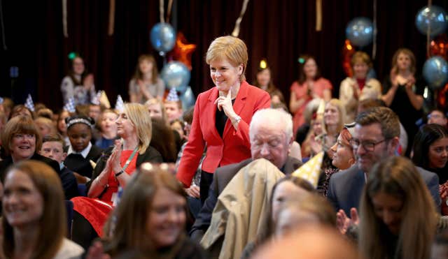 First Minister Nicola Sturgeon attended a celebration event for the First Minister’s Reading Challenge at The Hub in Edinburgh (Jane Barlow/PA)