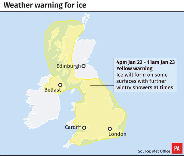 Weather warning for ice