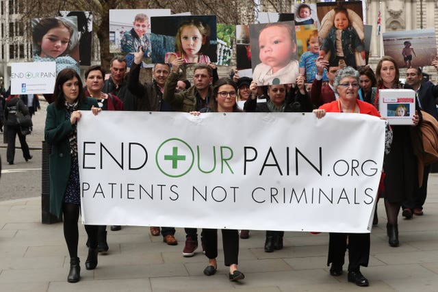 End Our Pain campaigners demonstrate in Westminster 