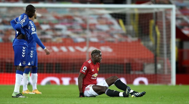 Paul Pogba was forced off with a thigh issue in the first half