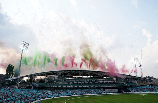 Fireworks above the stands before the match
