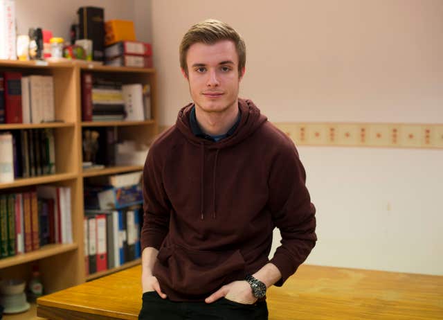 Liam Allan, 22, at his solicitor’s office in Croydon, as the student accused of rape has said he feels evidence is 