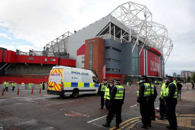 Extra security was in place for Tuesday's match against Leicester at Old Trafford